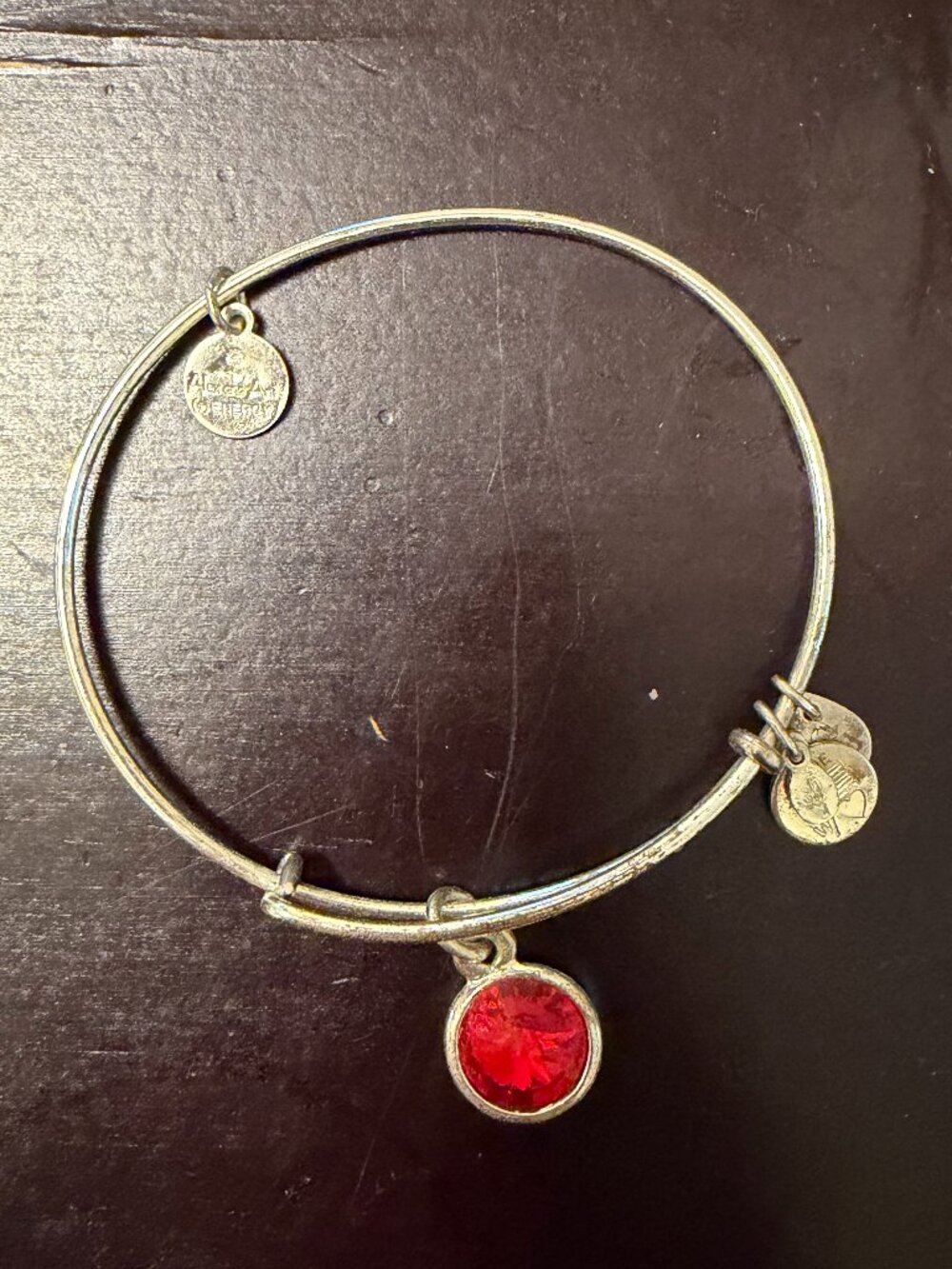 Ruby Birthstone Alex and Ani Bracelet, Silver